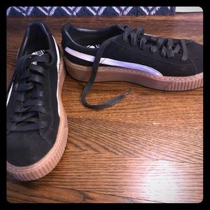Puma black suede platform sneakers